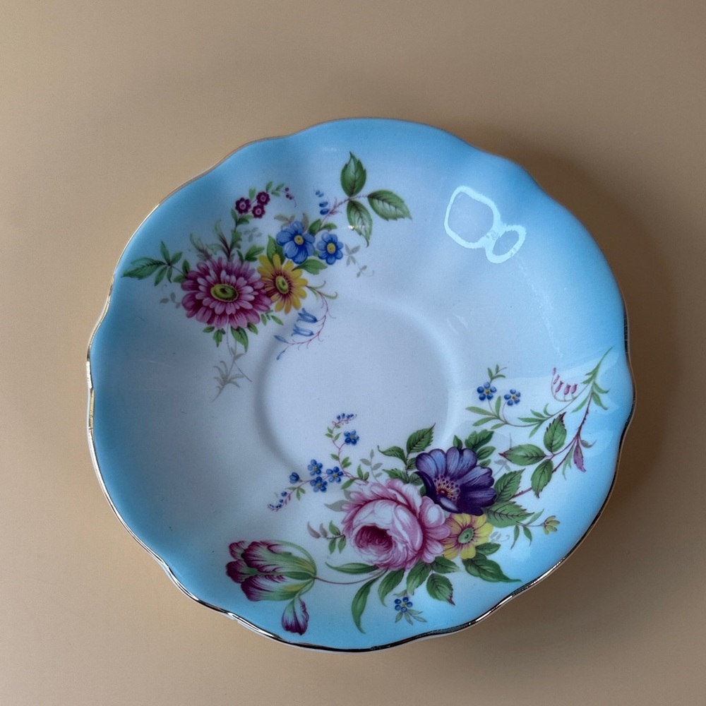 Vintage Floral Blue and White Saucer Plate